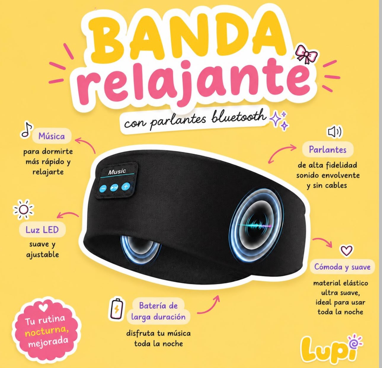 Banda Relajante Con Parlantes Bluetooth