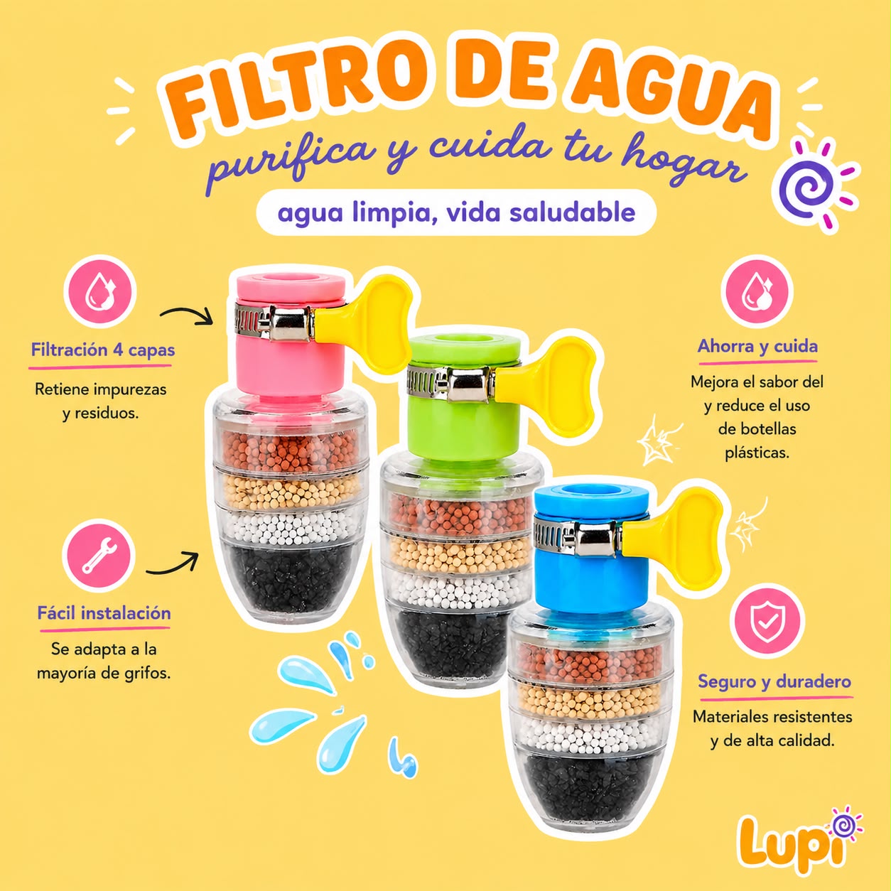 Filtro Purificador de Agua para Grifo