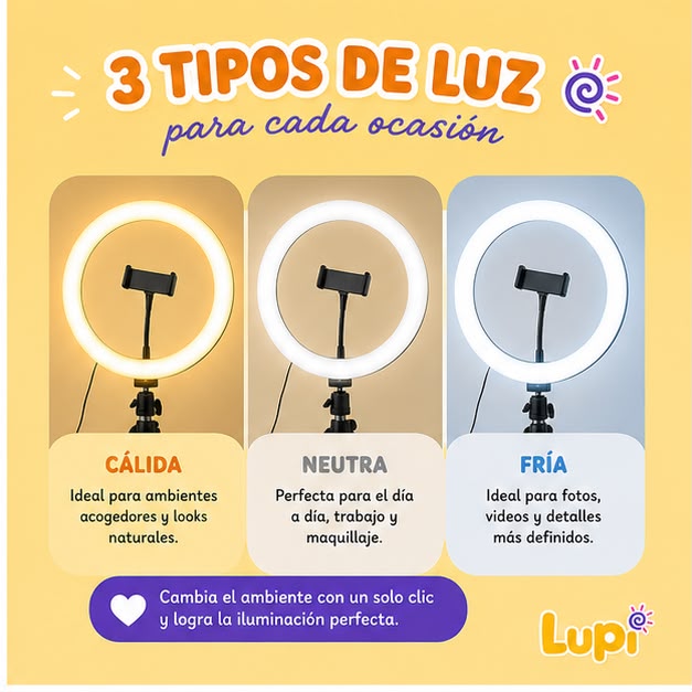 Aro De Luz Led 26 Cm Con Soporte