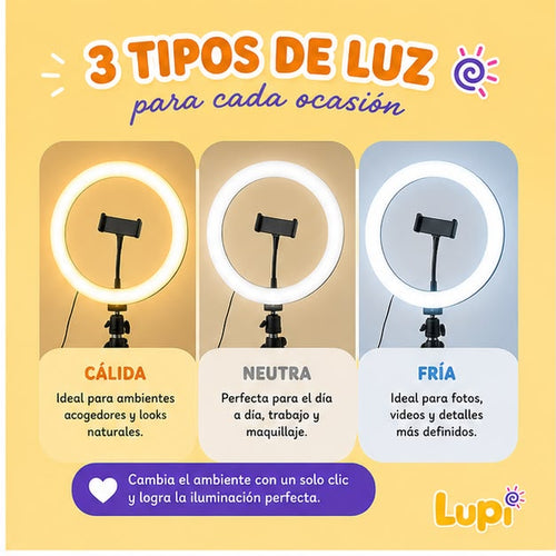 Aro De Luz Led 26 Cm Con Soporte
