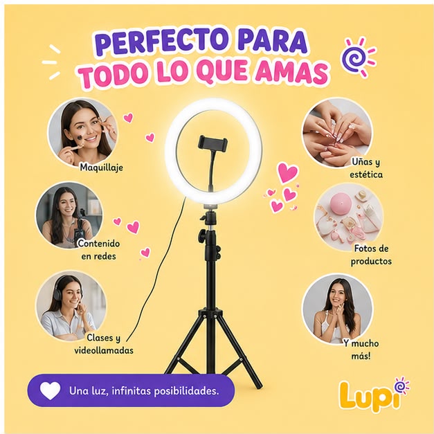 Aro De Luz Led 26 Cm Con Soporte